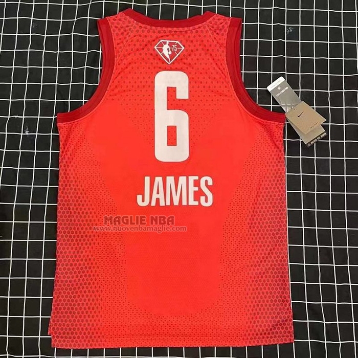Maglia
 LeBron James NO 6 Los Angeles Lakers All Star 2022 Granate .